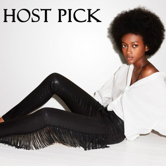 J Brand Denim - J Brand black crystal fringe high rise skinny jeans